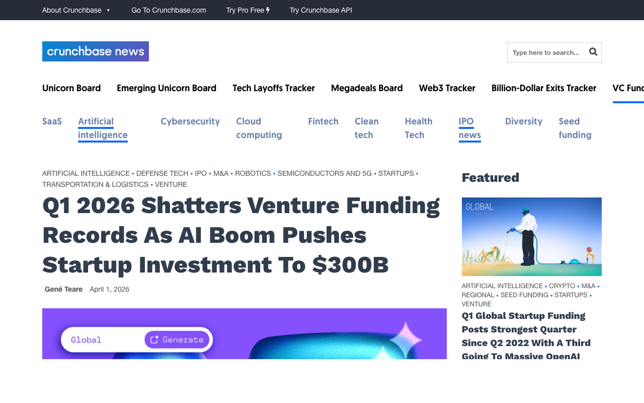 Q1 2026 グローバルベンチャー投資記録