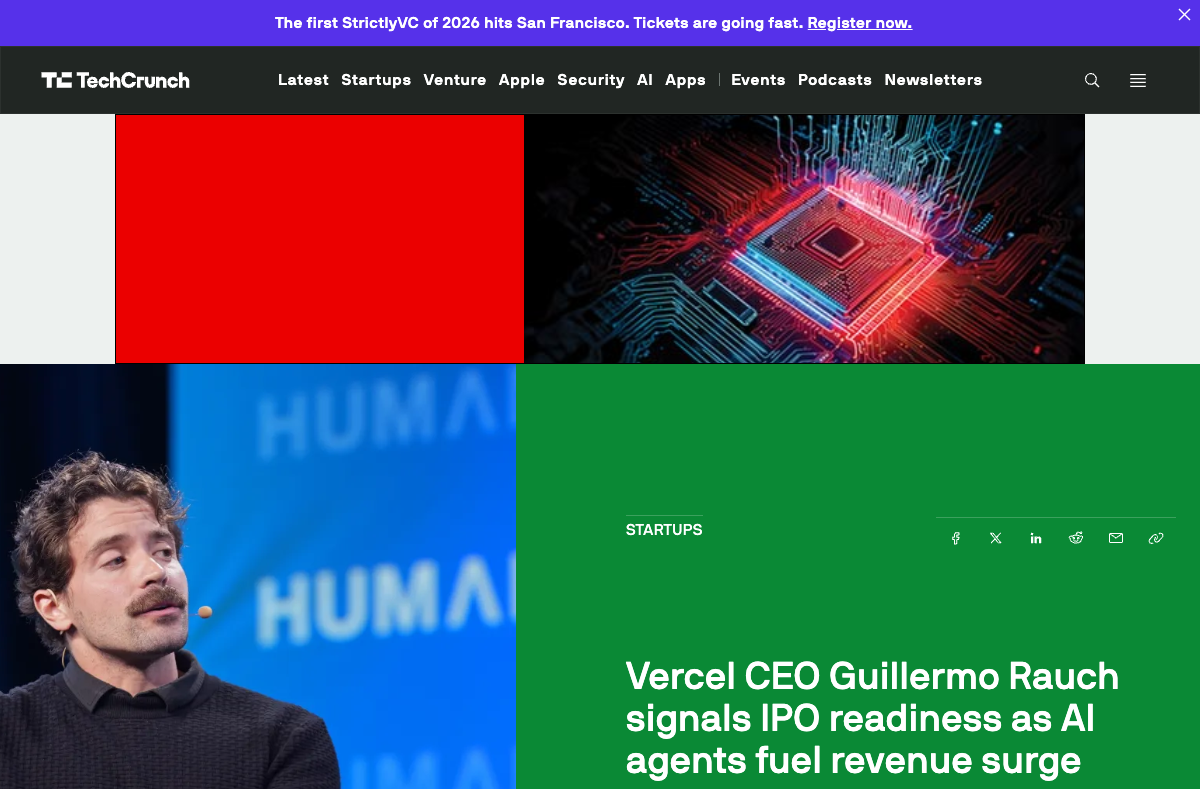 Vercel CEO Guillermo RauchがIPO準備完了を宣言 — TechCrunch
