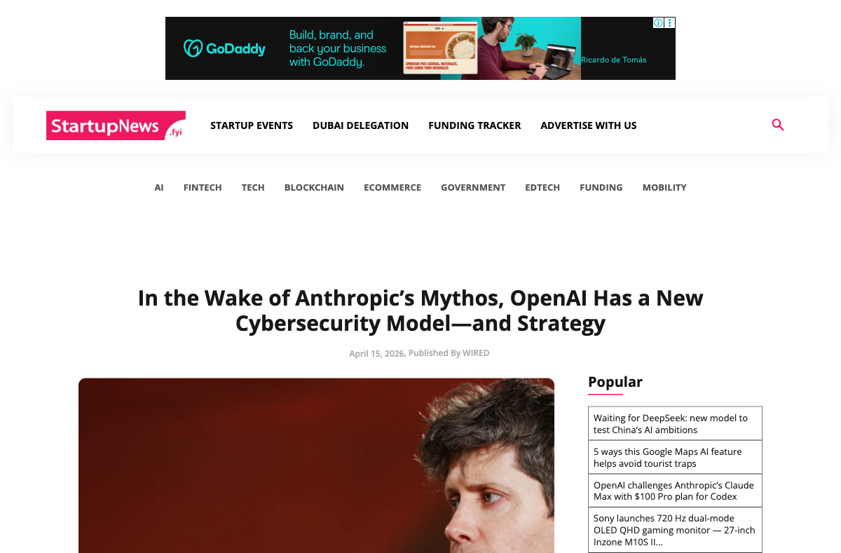 OpenAI GPT-5.4-Cyber発表記事(StartupNews / WIRED)